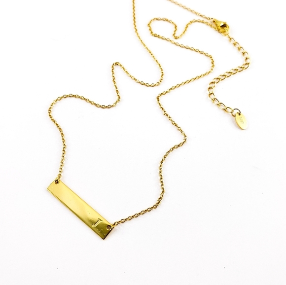 J Monogram Bar Necklace - initial J - 18K GP over 925 sterling silver - dainty - Picture 8 of 16